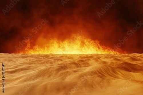 Wallpaper Mural Fiery Horizon Over Desert Dunes with Bright Flames Illuminating the Sky Torontodigital.ca