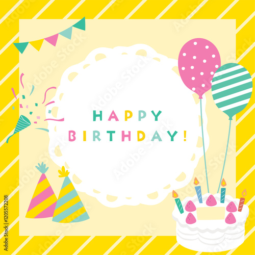 誕生日のカラフルなメッセージカード