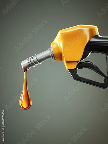 Realistic Fuel Nozzle Illustration with Dripping Fuel and Text Space Below photo