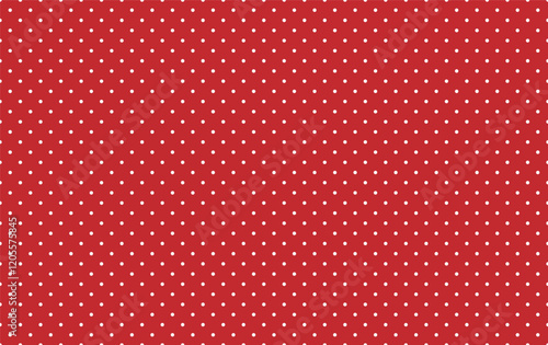 Seamless white polka dot pattern on red background