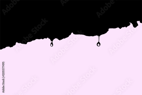 Gouttes d'eau sur une surface rocheuse, avec effet bichromie noir et rose pastel vif