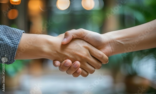 Two People Shake Hands Showing Unity And Agreement photo