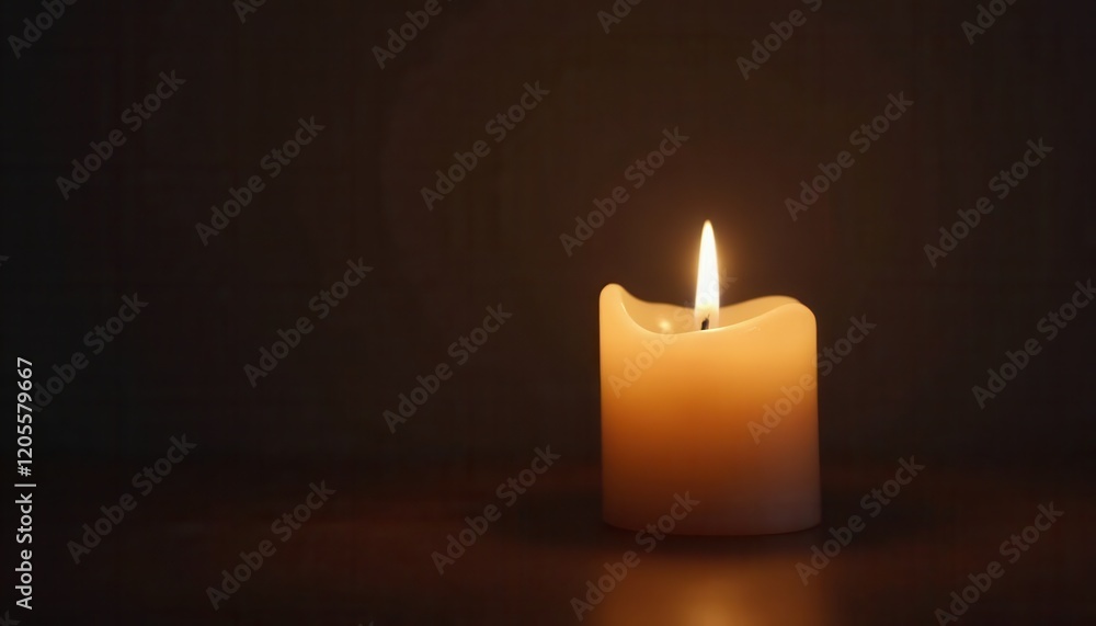 Candle glowing softly in dark room remembrance for cancer patients. Candle glowing softly in dark room remembrance for cancer patients.