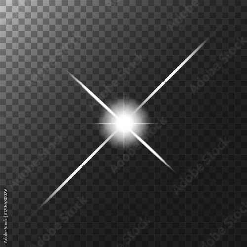 Glowing light flash sparks. Glow effect, lens flare, explosion, glitter, line, sun flare, spark and star. Abstract image of flash and white stars. Vector illustration