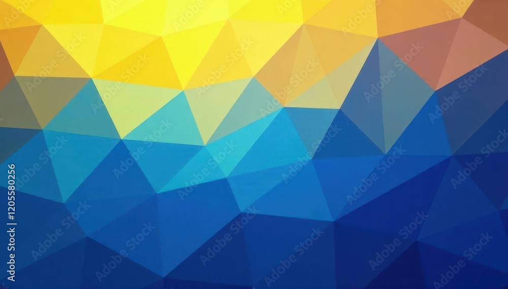 Fototapeta premium Dynamic blue to yellow gradient geometric backdrop, dynamic, ripple, blend