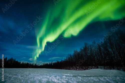 Foto Northern lights, Aurora borealis in Swedish lapland, Abisko, Kiruna Winter lands