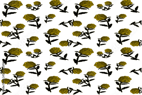 Yellow Roses Seamless Pattern flower