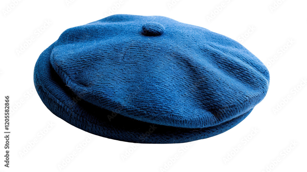 Blue beret hat with soft texture on transparent background Blue beret hat with soft texture on transparent background