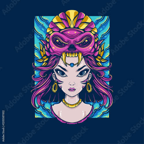 pink hair woman artwork illustraiton