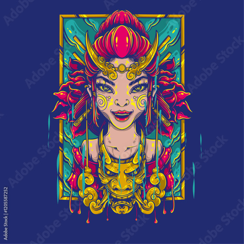  asian female character tribe artwork illustration