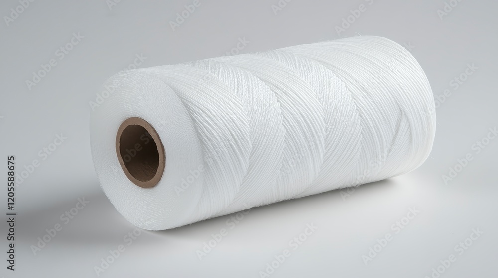 Fototapeta premium White Nylon Cord Spool High Quality Textured Thread Roll Craft Supply