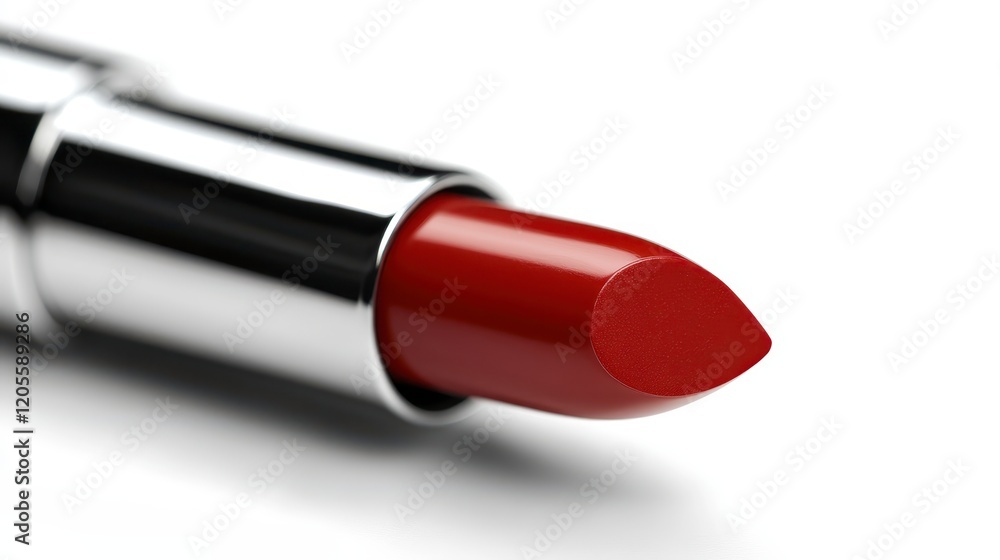 Close up of Red Lipstick in Silver Tube Beauty Product Cosmetics Makeup Close up of Red Lipstick in Silver Tube Beauty Product Cosmetics Makeup