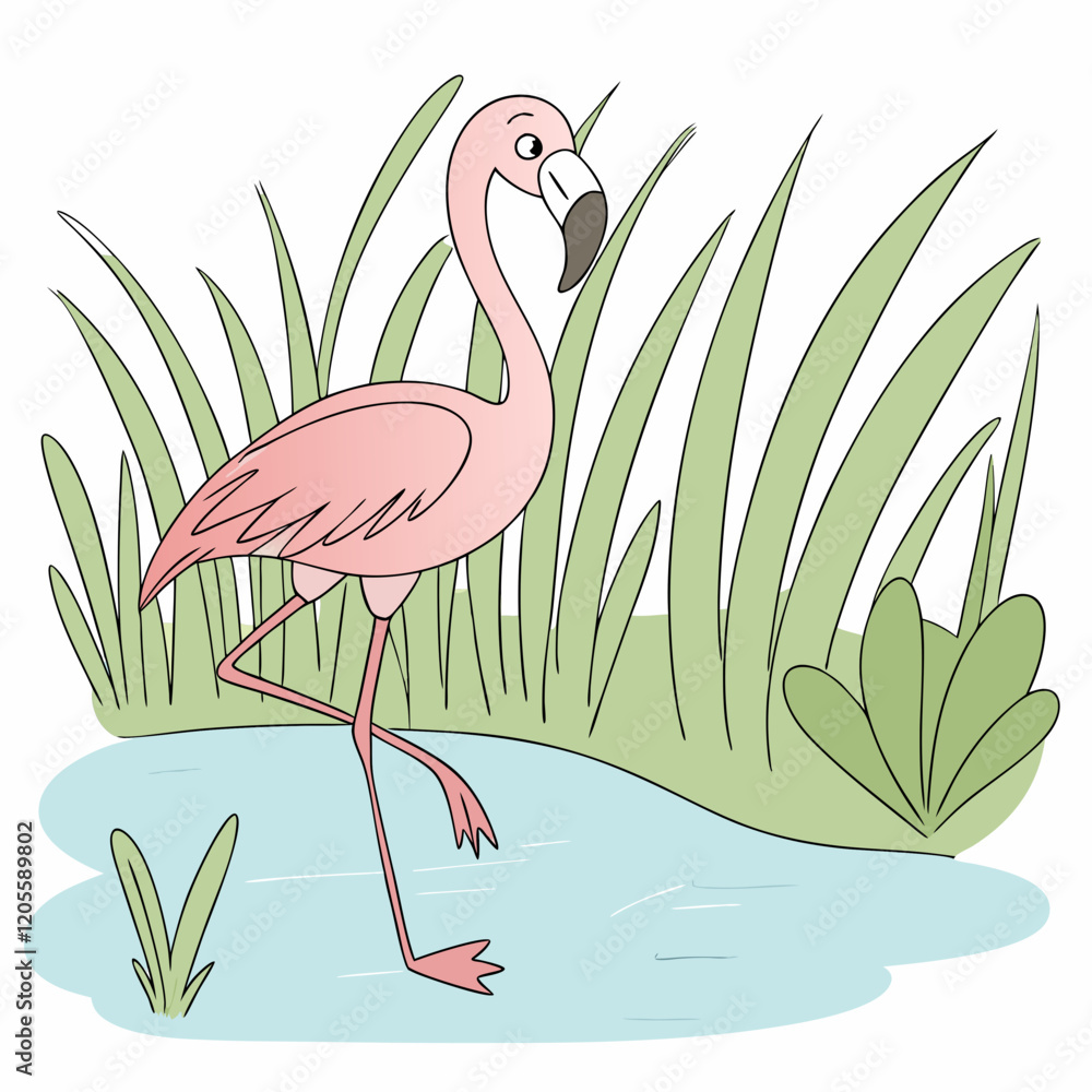 Fototapeta premium A flamingo standing on one leg