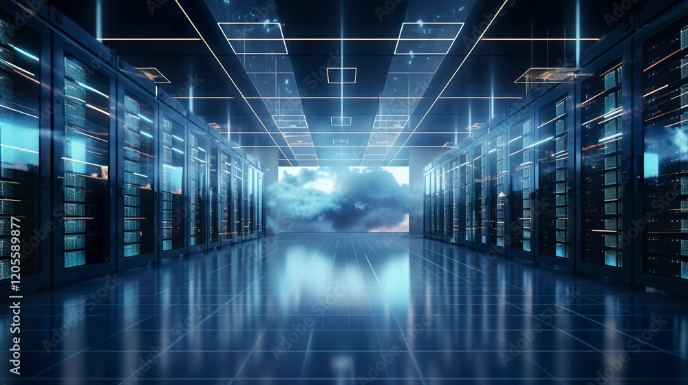 A photo of a cloud computing infrastructure A photo of a cloud computing infrastructure