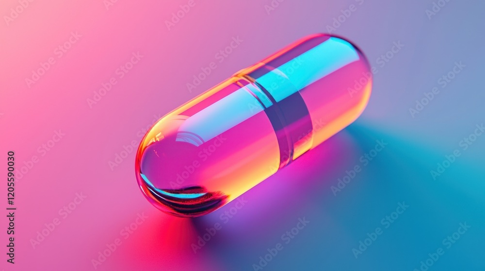 A pill is sitting on a blue surface A pill is sitting on a blue surface