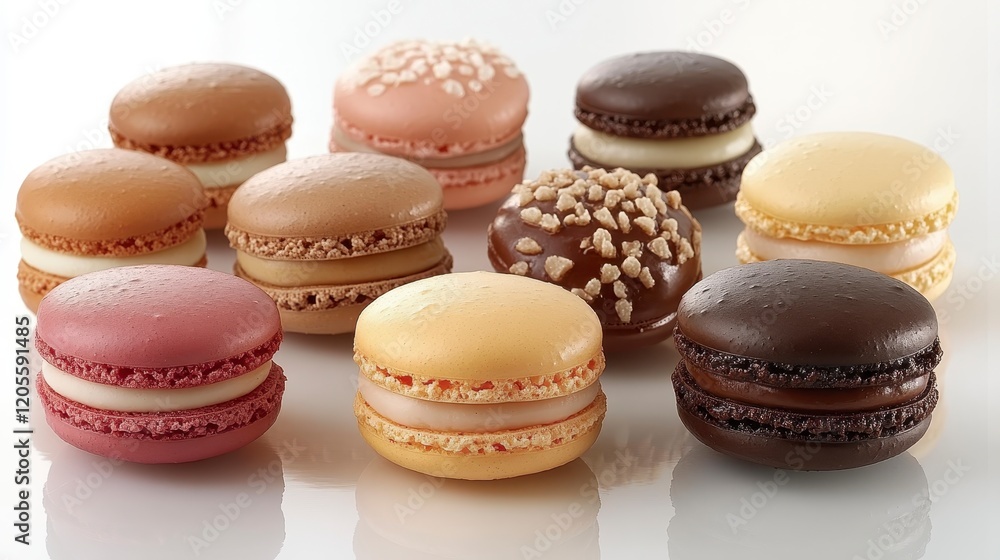 Obraz premium Delicious Assortment of Colorful Macarons French Pastry Sweet Treats Confectionery Dessert