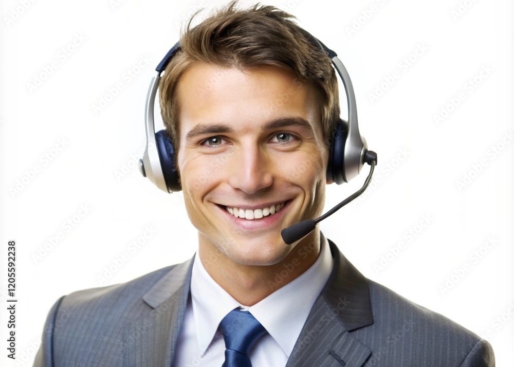 Smiling Customer Service Representative On A White Background Smiling Customer Service Representative On A White Background
