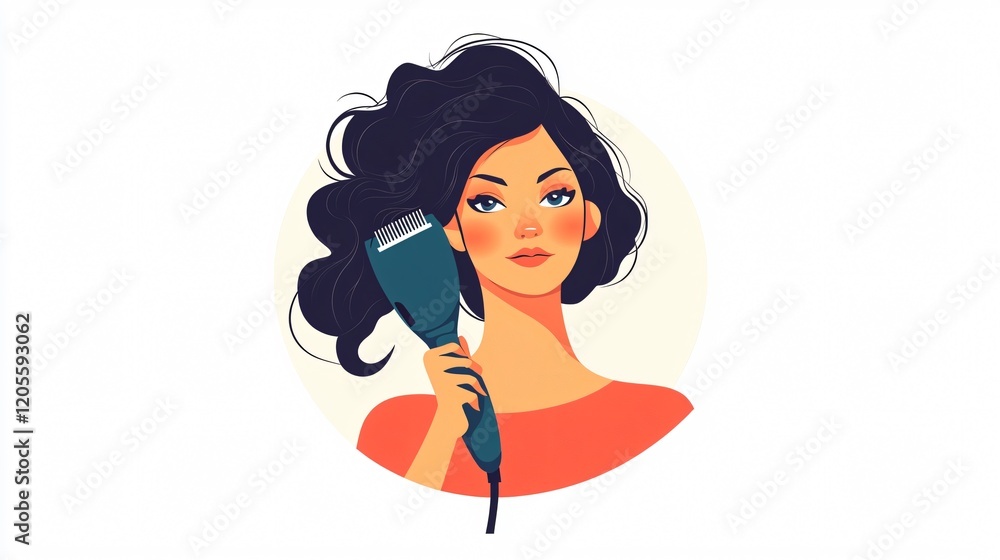 Professional woman styling hair with iron tool in hands Professional woman styling hair with iron tool in hands