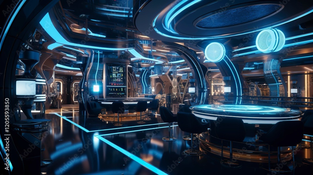 Obraz premium A photo of a futuristic restaurant interior