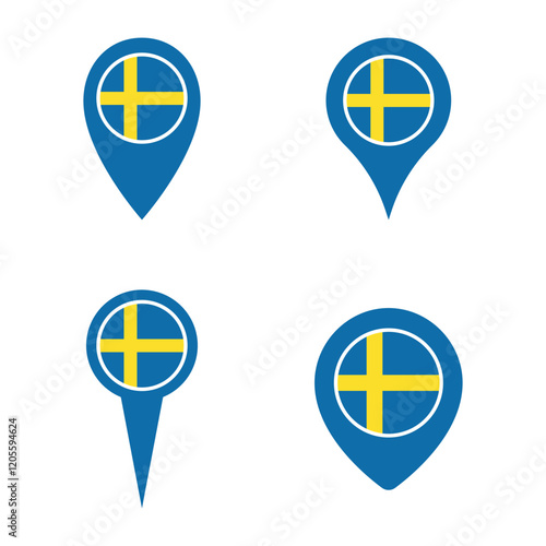 Free Download Sweden flag map pointer set, national flag of Kingdom of Sweden - GFXLoad