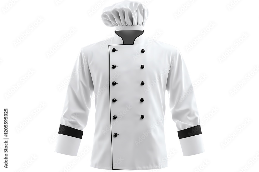 Professional White Chef's Jacket with Black Accents Professional White Chef's Jacket with Black Accents