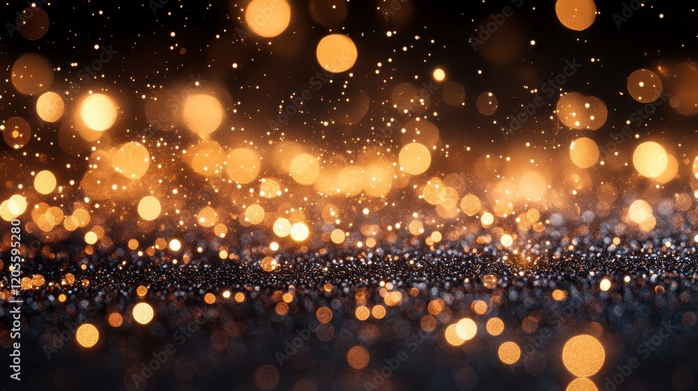 Sparkling Golden Glitter and Bokeh Lights Background Festive Holiday Texture Sparkling Golden Glitter and Bokeh Lights Background Festive Holiday Texture