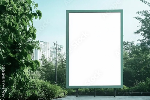 Blank Poster Mockup Template in green concept with clipping path photo