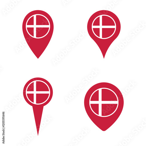 Denmark flag map pointer set, national flag of Kingdom of Denmark Free Download Denmark flag map pointer set, national flag of Kingdom of Denmark - GFXLoad