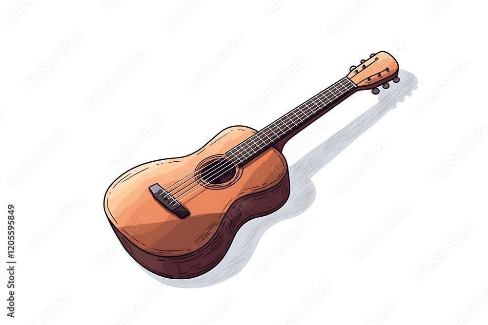 Fototapeta premium Hand-drawn illustration of a classic acoustic guitar.