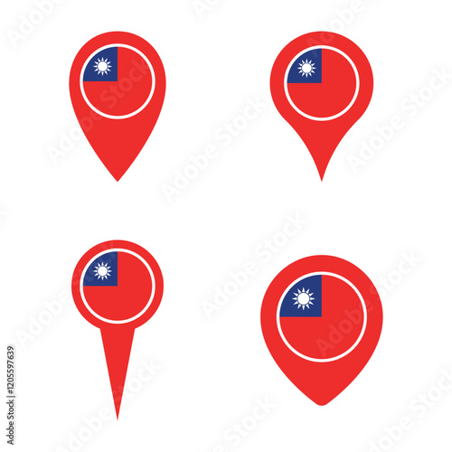 Taiwan map pointer icon set, flag of the Republic of China symbols Free Download Taiwan map pointer icon set, flag of the Republic of China symbols - GFXLoad