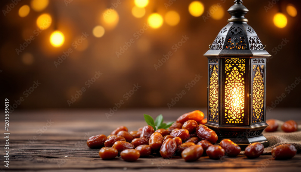 Ramadan Lantern Dates Festive Image Warm Lights Ramadan Lantern Dates Festive Image Warm Lights