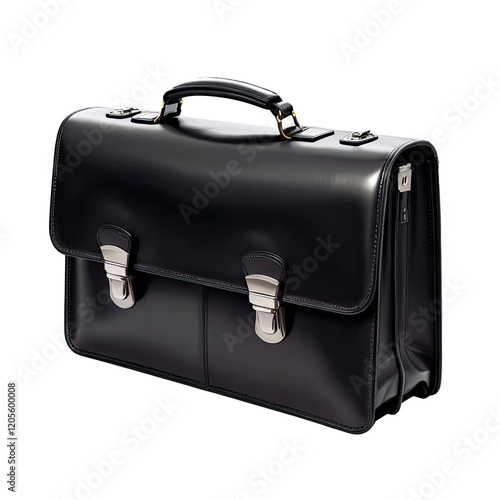 A sleek, professional leather briefcase designed for business and travel, featuring secure locks and ample storage