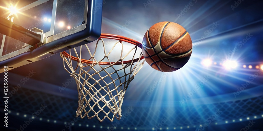 Basketball in Motion at Dramatic Game Moment Basketball in Motion at Dramatic Game Moment