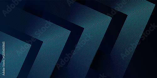 Abstract glowing geometric lines on dark background. Modern shiny blue oval lines pattern. Futuristic technology concept.