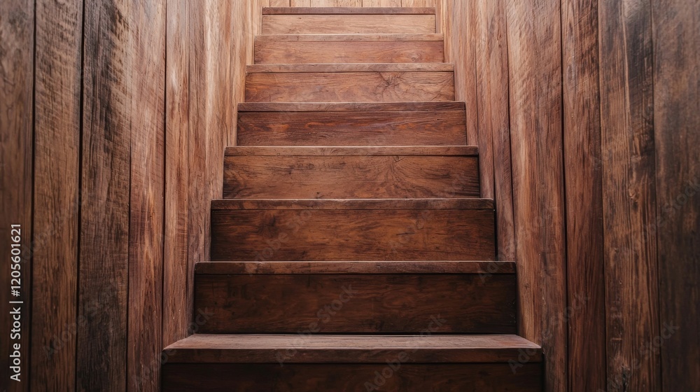 Symbolize of Startup. Wooden staircase leading upward in a cozy setting. Symbolize of Startup. Wooden staircase leading upward in a cozy setting.