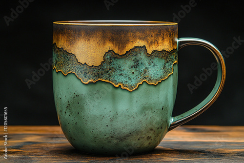 Elegant Green And Gold Ceramic Coffee Mug