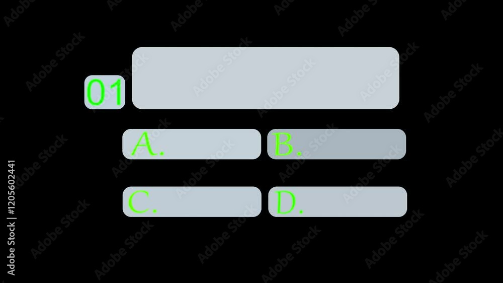 Quiz Example Animation Quiz template Animation with option selection quiz game question ...