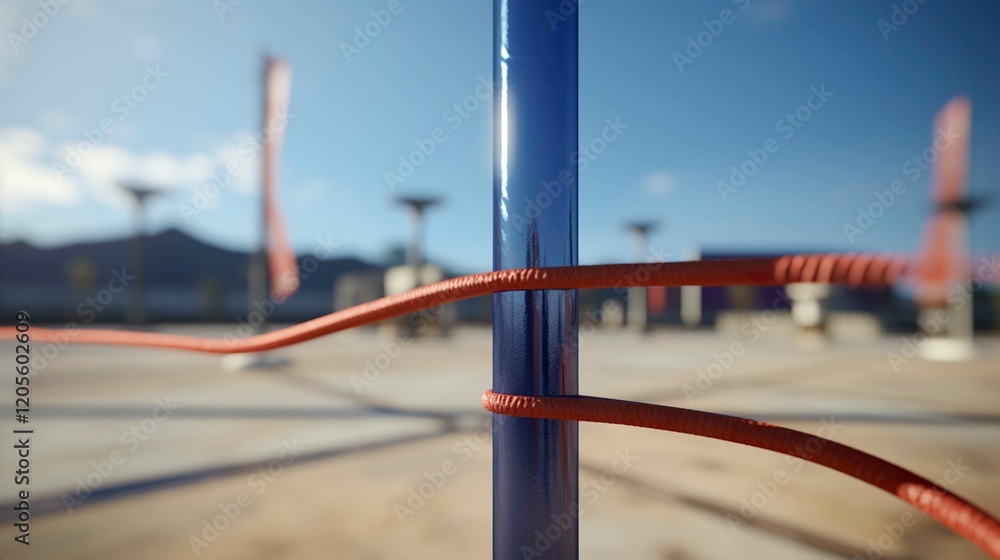 A photo of a resistance band looped around a pole. A photo of a resistance band looped around a pole.