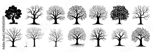 silhouette tree set