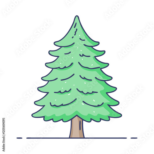 Vector Illustration of a Green Pine Tree, Simple Tree Design, Nature Art, Evergreen Tree
