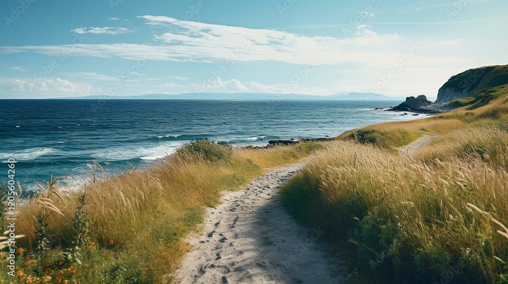 A photo of a scenic coastal running path A photo of a scenic coastal running path