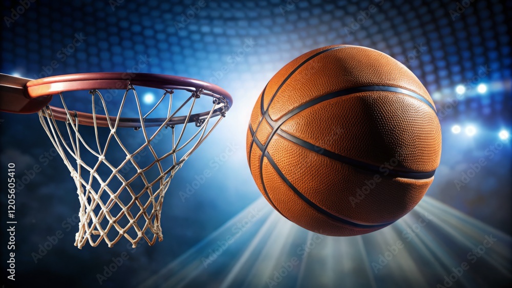 Dynamic Basketball Shot Over a Hoop Dynamic Basketball Shot Over a Hoop
