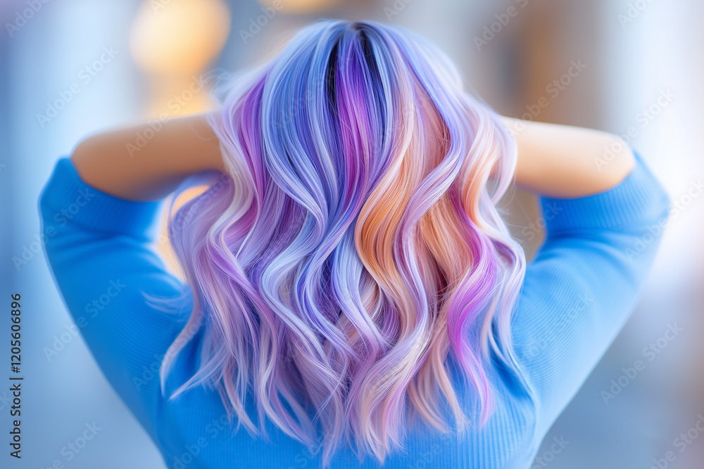 Fototapeta premium Vibrant pastel hair showcases creativity and style