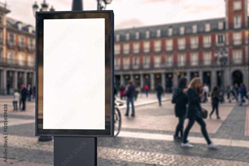 Blank advertising billboard in front of a classic building facade in madrid,ideal for mockups and marketing
Blank advertising billboard in front of a classic building facade in madrid,ideal for mockups and marketing