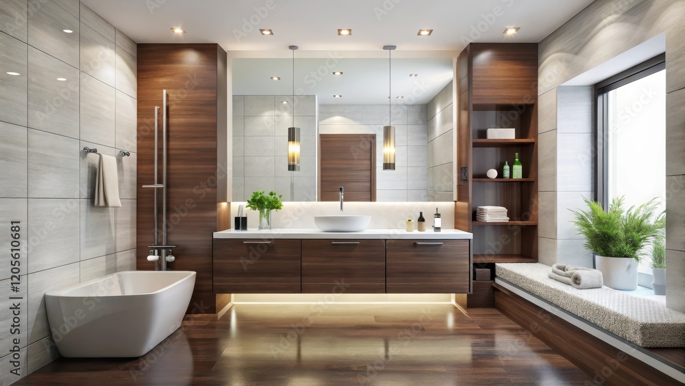 Modern Minimalist Bathroom Design with Warm Wood Accents and Serene Ambiance Modern Minimalist Bathroom Design with Warm Wood Accents and Serene Ambiance