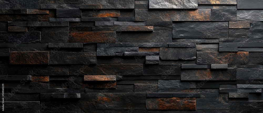 Naklejka premium Dark Stone Wall Rectangular Pattern Texture