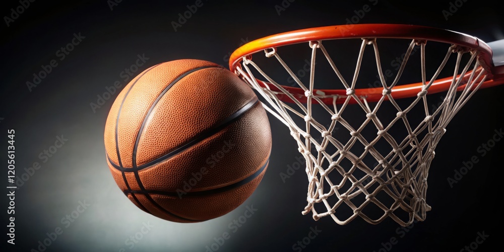 Basketball in Motion Toward the Hoop Basketball in Motion Toward the Hoop