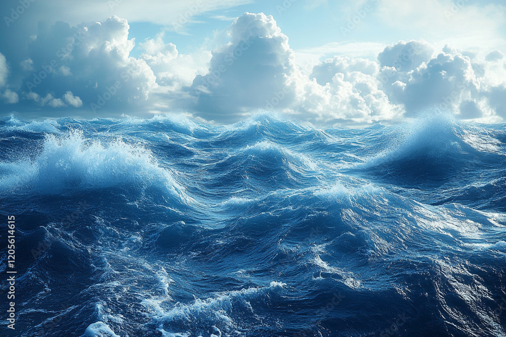 Fototapeta premium Turbulent Ocean Waves Under a Cloudy Sky