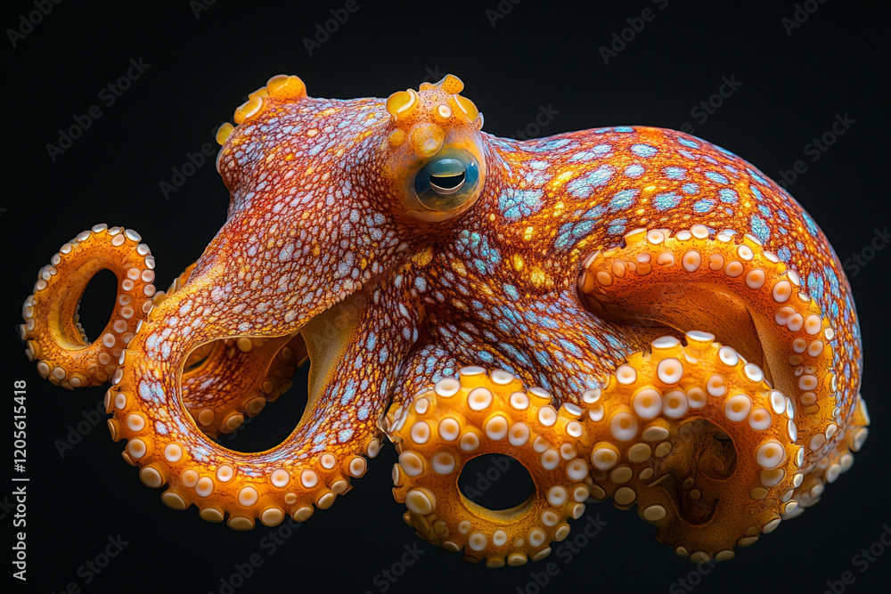 Obraz premium Vibrant Octopus Displays Intricate Skin Patterns