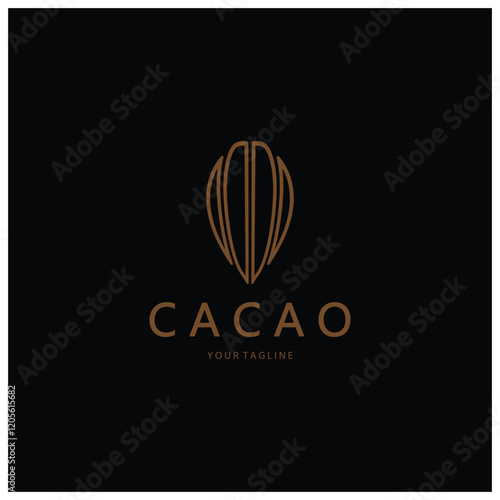 cocoa logo,cocoa bean,cocoa tree,cocoa branches and leaves,chocolate mix on white background,vintage,modern,simple,minimalist icon illustration template design vector